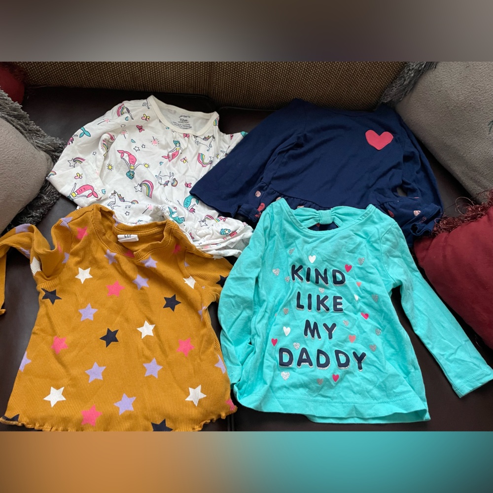 Girls 8 long sleeve shirts  Size 12 Months